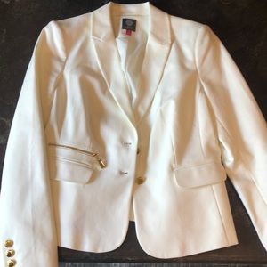 Vince Camuto white blazer with gold buttons size 12